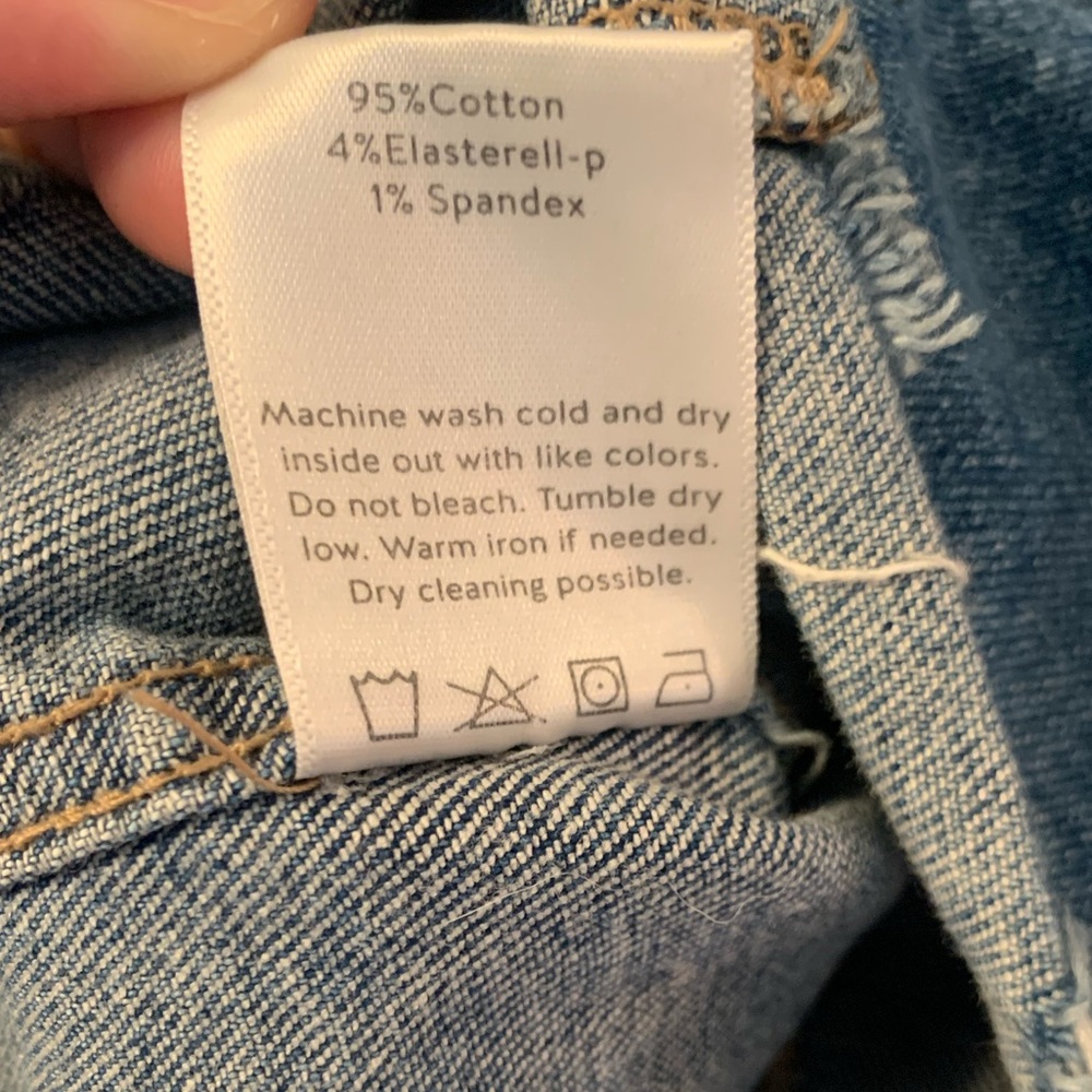 Just Black Denim Dark Wash Semi Destroyed Jean Jacket Front Pockets Crop - Large - Picture 9 of 10